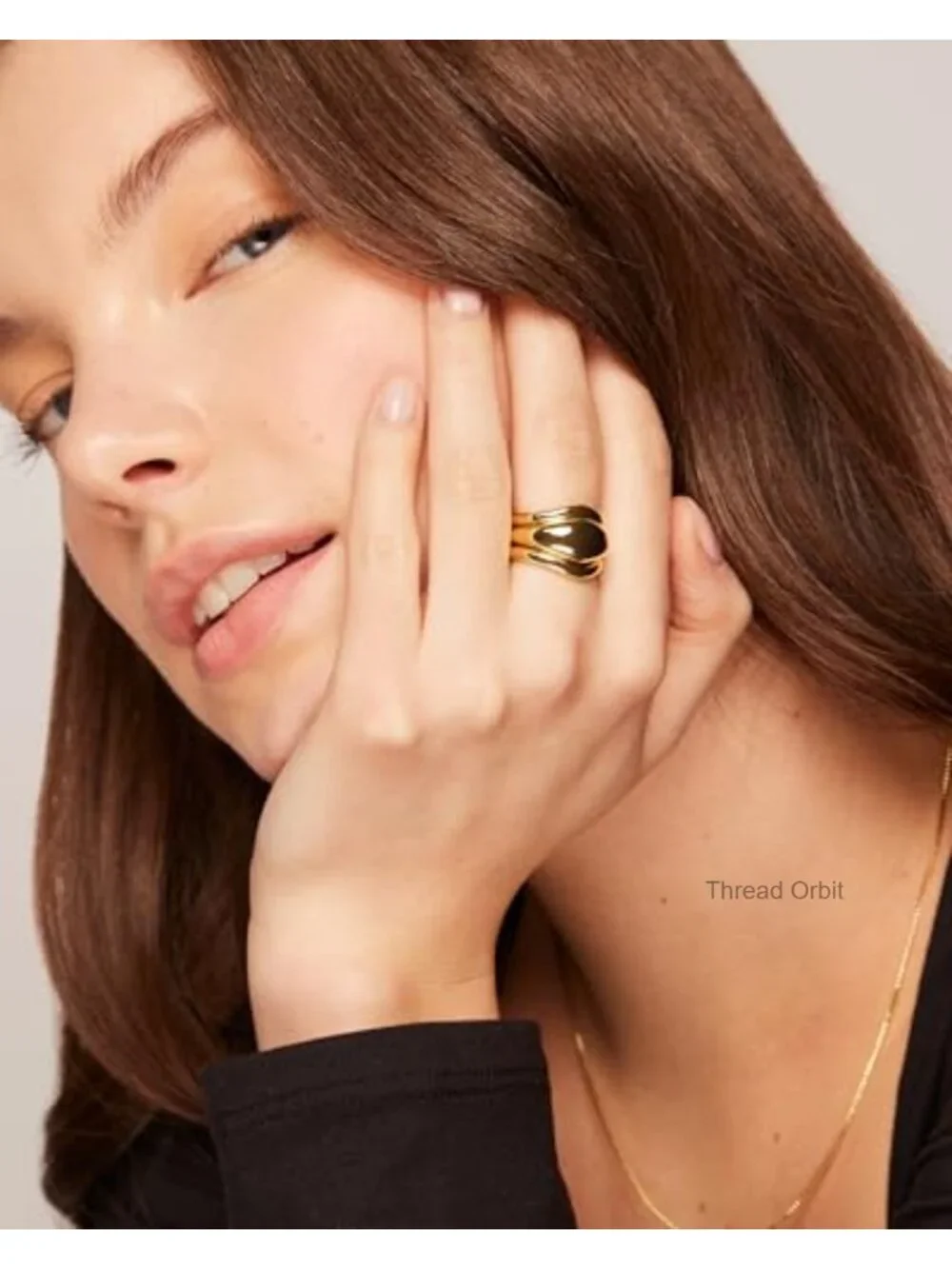 14K Gold Plated Chunky Stackable Rings Set for Women - CZ Bands 3 Pack